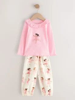 Imprimé ballerine rose - Pantalon de pyjama tissé, lot de 2 (9mois-10ans)