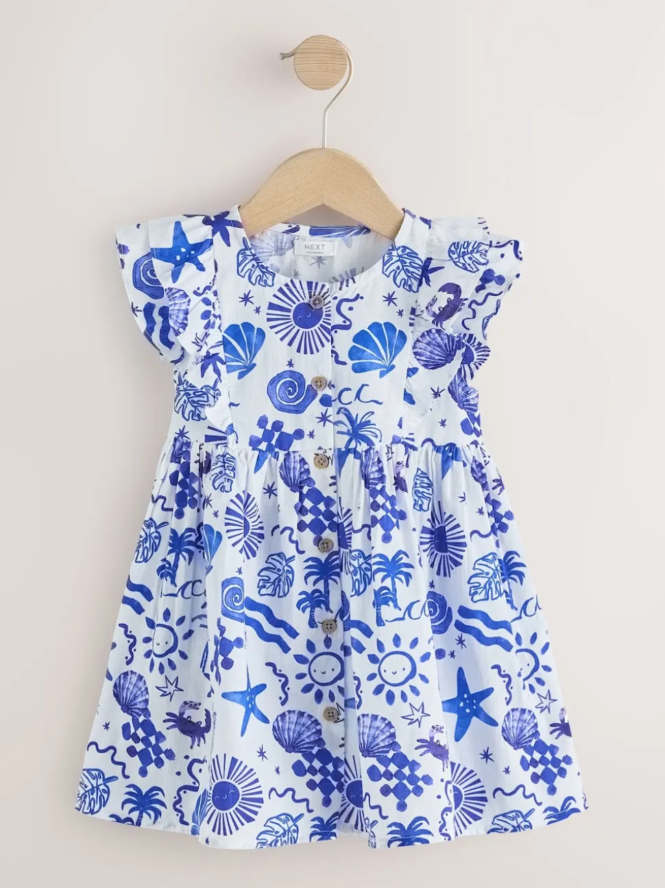 Imprimé bord de mer - Robe à manches à double volant (3mois8ans)