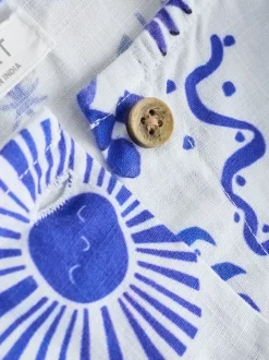 Imprimé bord de mer - Robe à manches à double volant (3mois8ans)