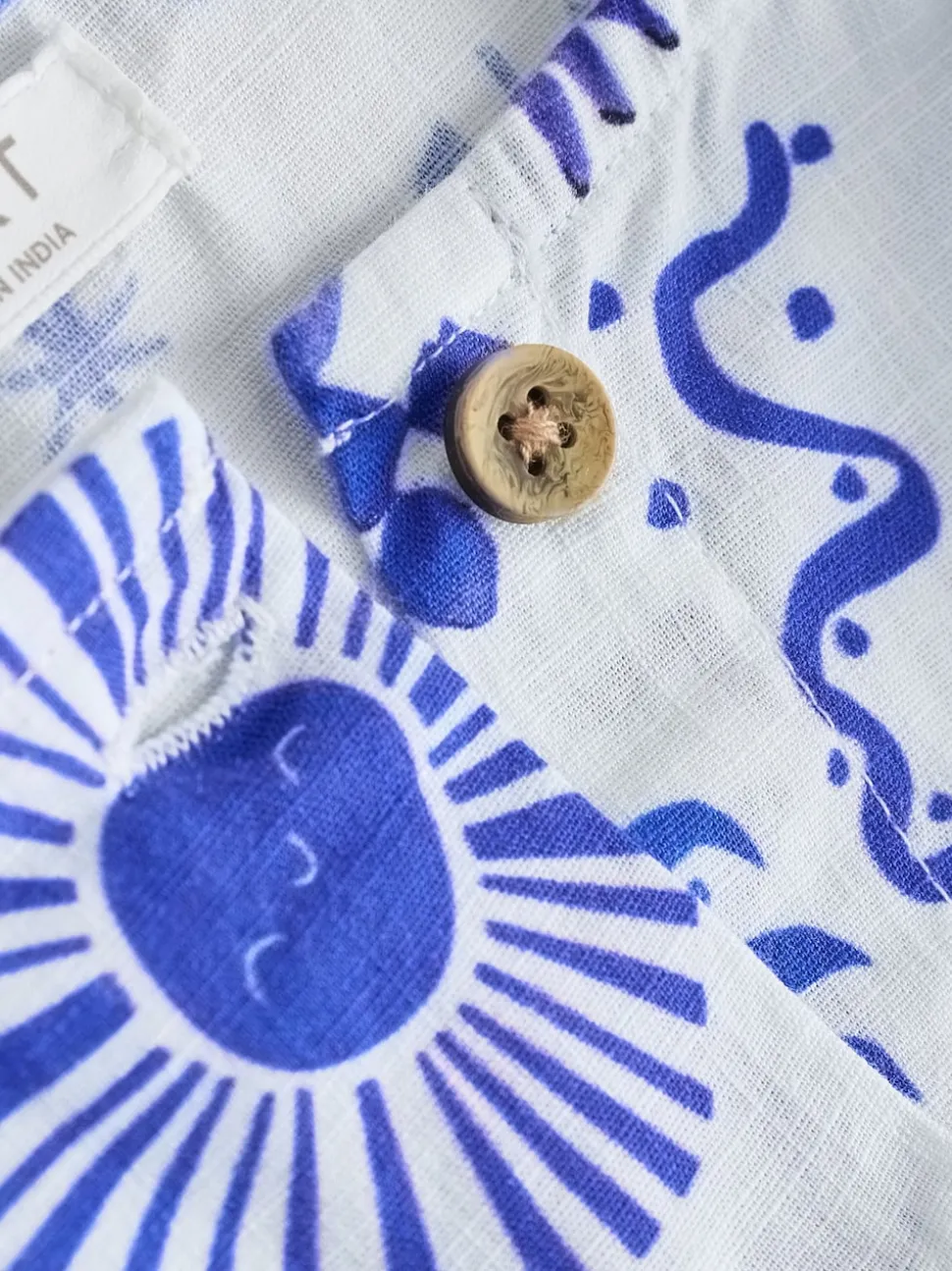 Imprimé bord de mer - Robe à manches à double volant (3mois8ans)