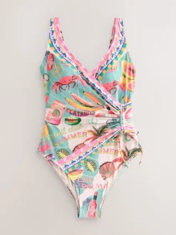 Imprimé Conversational - Maillot de bain gainant le ventre froncé