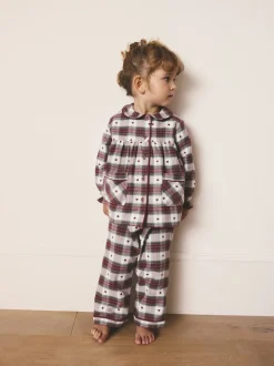 Imprimé cœur rouge/vert - Pyjama Bouton à travers tissé (9mths-12yrs)