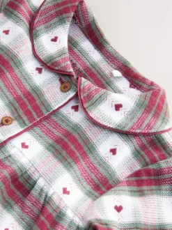 Imprimé cœur rouge/vert - Pyjama Bouton à travers tissé (9mths-12yrs)
