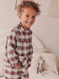 Imprimé cœur rouge/vert - Pyjama Bouton à travers tissé (9mths-12yrs)