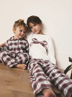 Imprimé cœur rouge/vert - Pyjama Bouton à travers tissé (9mths-12yrs)