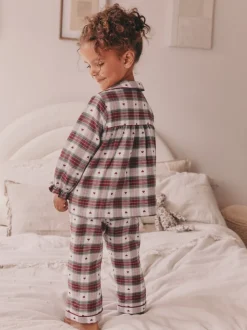 Imprimé cœur rouge/vert - Pyjama Bouton à travers tissé (9mths-12yrs)