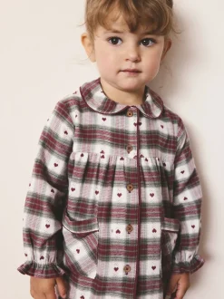 Imprimé cœur rouge/vert - Pyjama Bouton à travers tissé (9mths-12yrs)