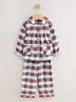 Imprimé cœur rouge/vert - Pyjama Bouton à travers tissé (9mths-12yrs)