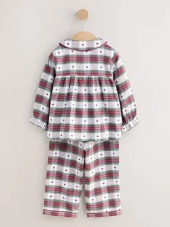 Imprimé cœur rouge/vert - Pyjama Bouton à travers tissé (9mths-12yrs)