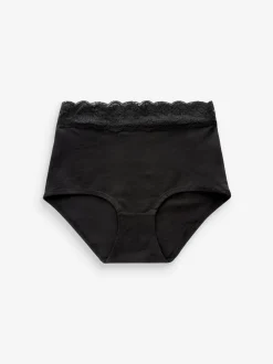 Imprimé cœurs noir/rose - Lot de 4 culottes en coton et dentelle