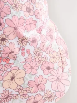 Imprimé Ditsy Fleuri Rose Corail - Chapeau de légionnaire de natation (3mths-10yrs)