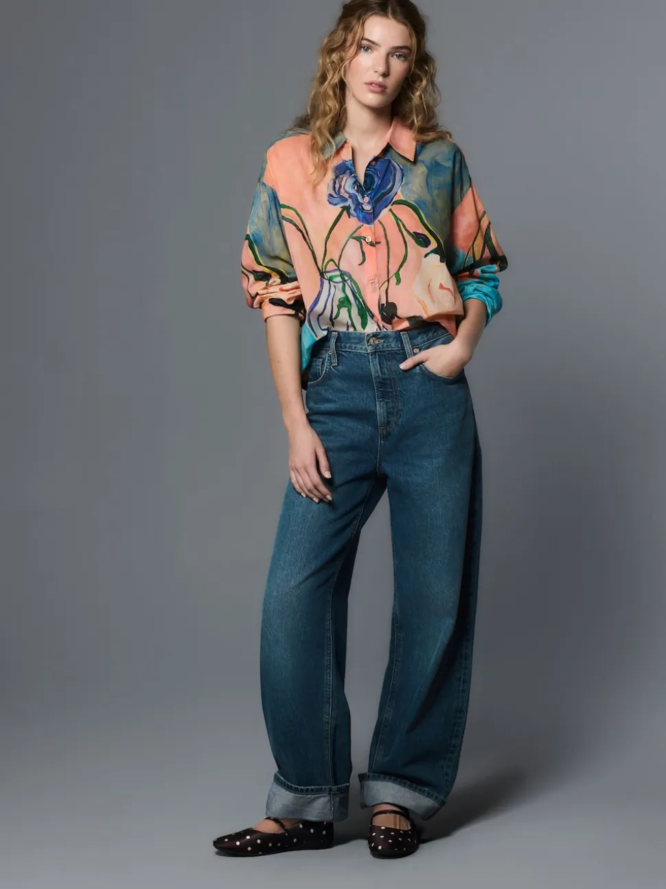 Imprimé Elizabeth Power Artist - Chemise décontractée Manche longue en coton léger