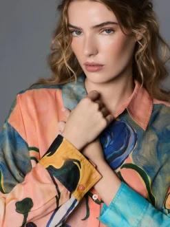 Imprimé Elizabeth Power Artist - Chemise décontractée Manche longue en coton léger