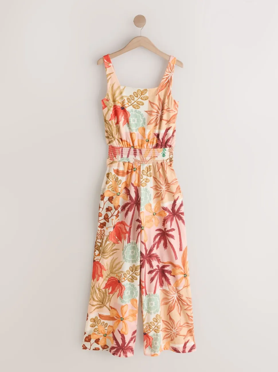 Imprimé fleuri rose - Combinaison en jersey à col carré et jambe large