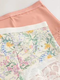 Imprimé floral/rose pâle - Lot de 2 culottes en dentelle sculptante