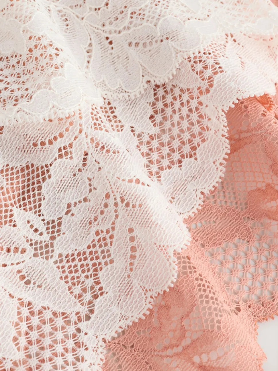 Imprimé floral/rose pâle - Lot de 2 culottes en dentelle sculptante