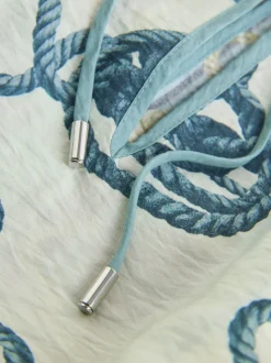 Imprimé frontalières bleu marine - Chemisier décontracté à manches longues avec trou de serrure