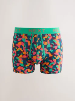 Imprimé géométrique cercle bleu vif/orange/violet - Boxers avec ouverture sur le devant