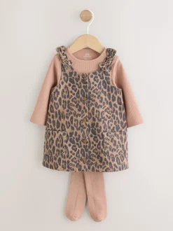 Imprimé Léopard - Body et collants à manches longues Tablier Ensemble 3 Pieces (0mois-2ans)