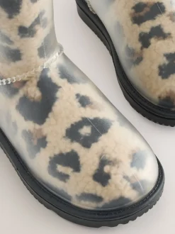 Imprimé Léopard - Bottes de pluie doublées Borg