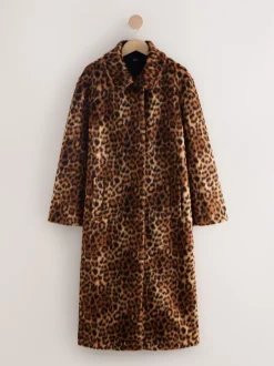 Imprimé Léopard - Manteau long en fausse fourrure