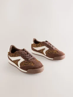 Imprimé léopard en daim - Baskets à lacets