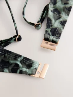 Imprimé léopard vert/noir - Haut de bikini non rembourré à armatures