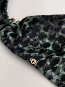 Imprimé léopard vert/noir - Haut de bikini non rembourré à armatures