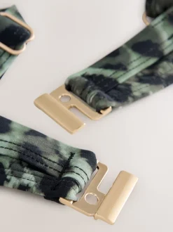 Imprimé léopard vert/noir - Haut de bikini rembourré à armatures gainant