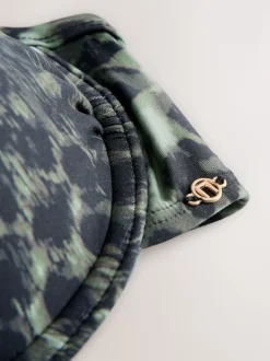 Imprimé léopard vert/noir - Haut de bikini rembourré à armatures gainant