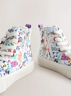 Imprimé Multicolore Esquisses - À lacets High Top Trainers