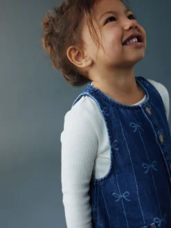 Imprimé nœud - Combinaison Denim sans manches (3mois-8ans)