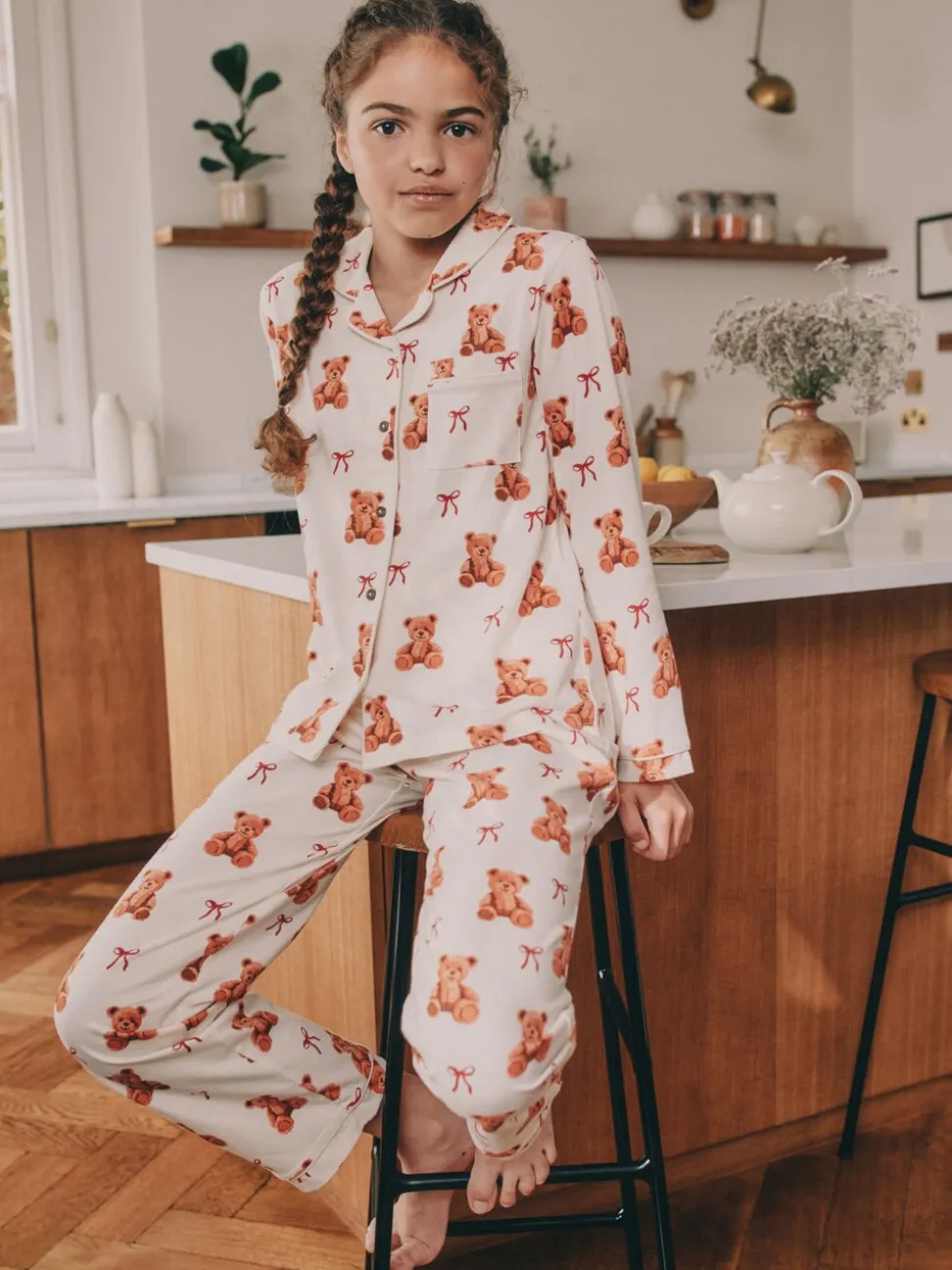 Imprimé ours blanc écru - Pyjama boutonné (3-16 ans)