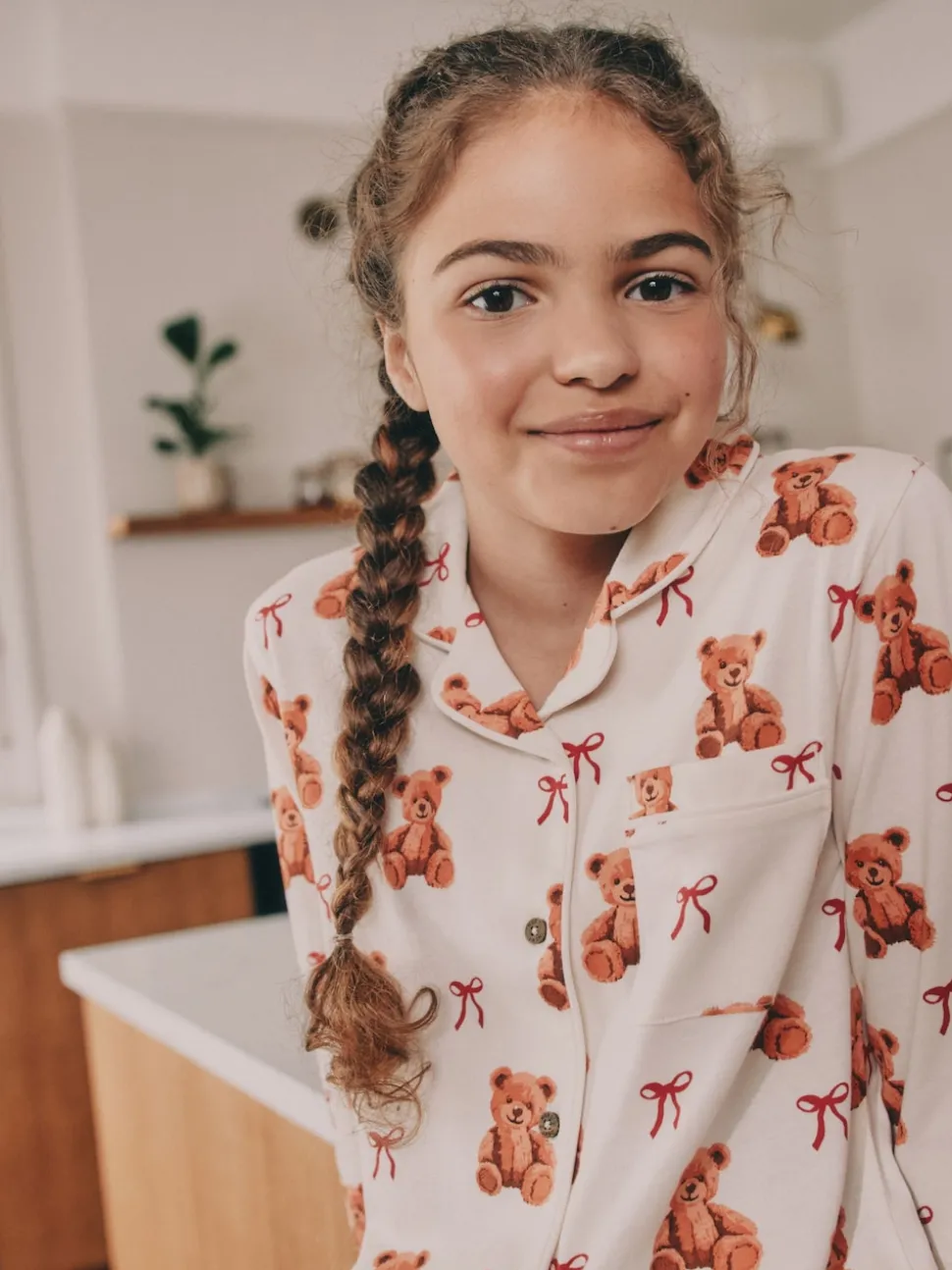 Imprimé ours blanc écru - Pyjama boutonné (3-16 ans)