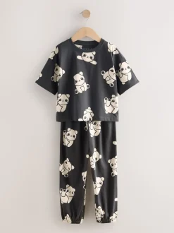 Imprimé panda noir/blanc - Lot de 3 joggings de pyjama (3-16ans)