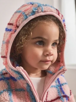 Imprimé quadrillage rose - Polaire zippée (3mois-7ans)