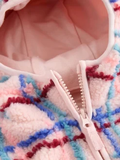 Imprimé quadrillage rose - Polaire zippée (3mois-7ans)