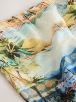 Imprimé scénique - Short à taille élastique en lin