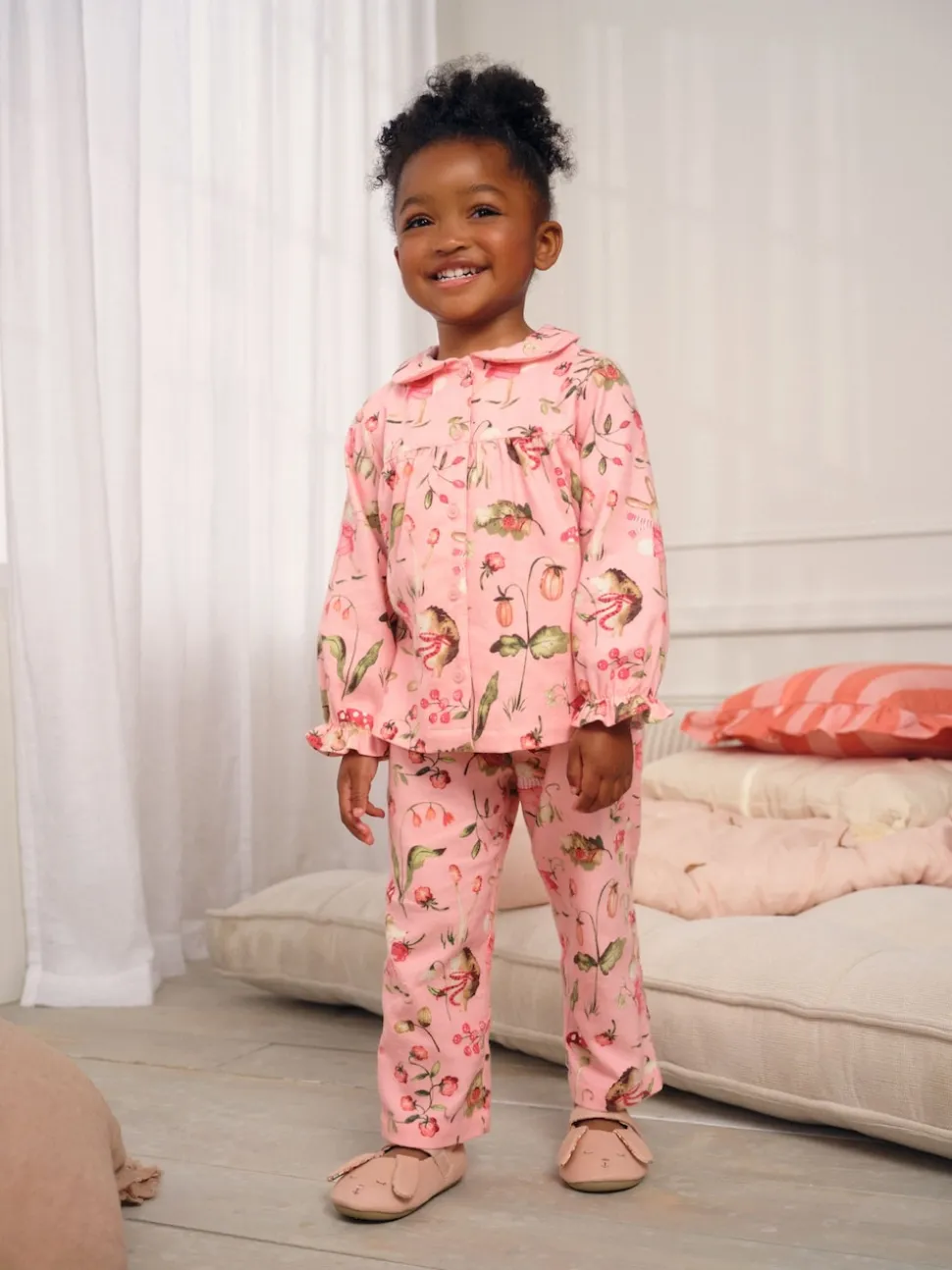 Imprimé souris rose - Pyjama Bouton à travers tissé (9mths-10yrs)