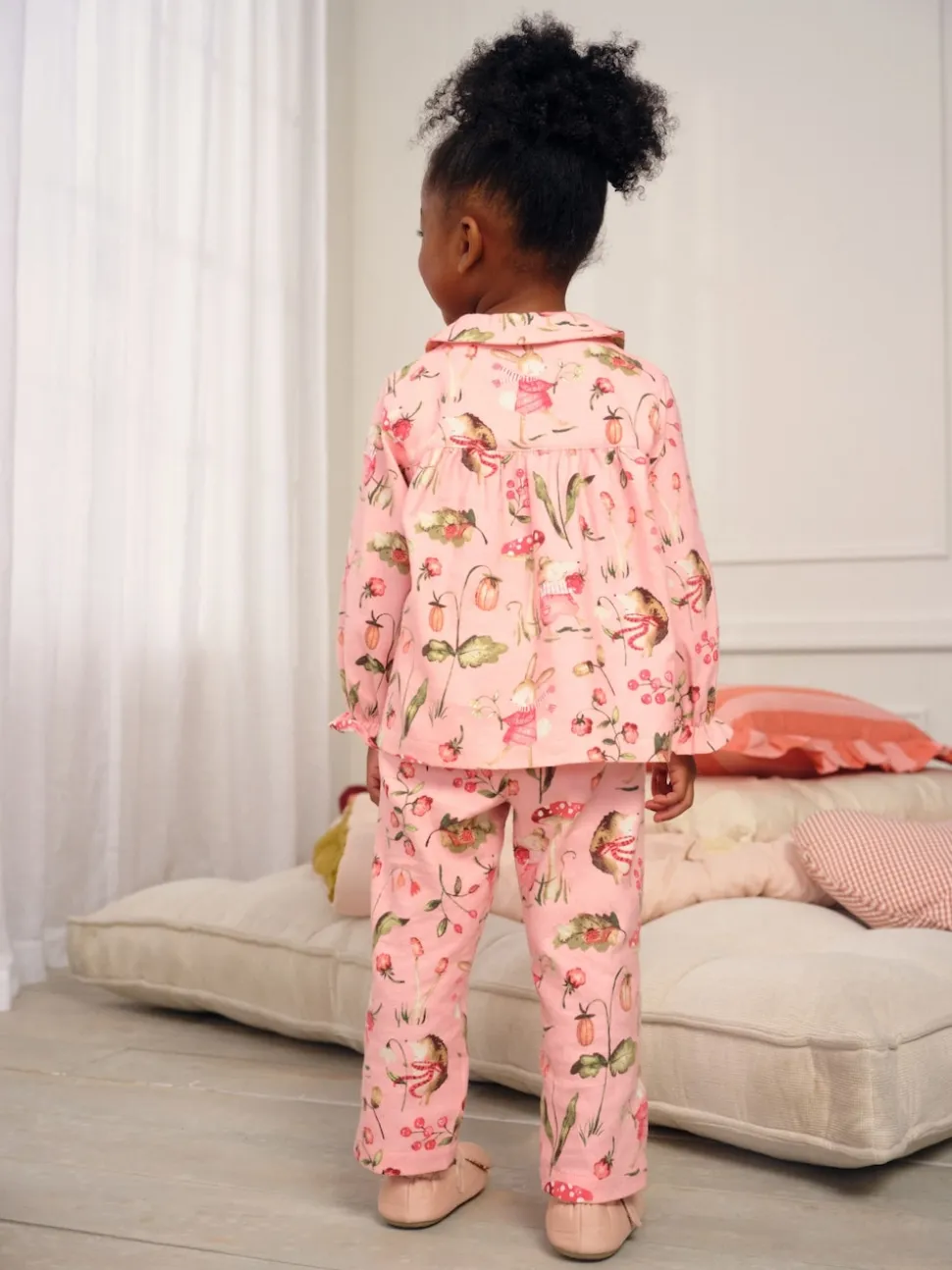 Imprimé souris rose - Pyjama Bouton à travers tissé (9mths-10yrs)