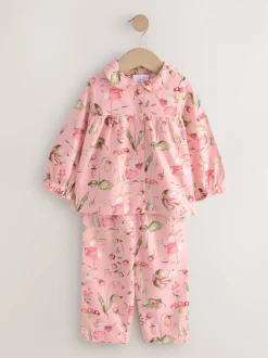 Imprimé souris rose - Pyjama Bouton à travers tissé (9mths-10yrs)