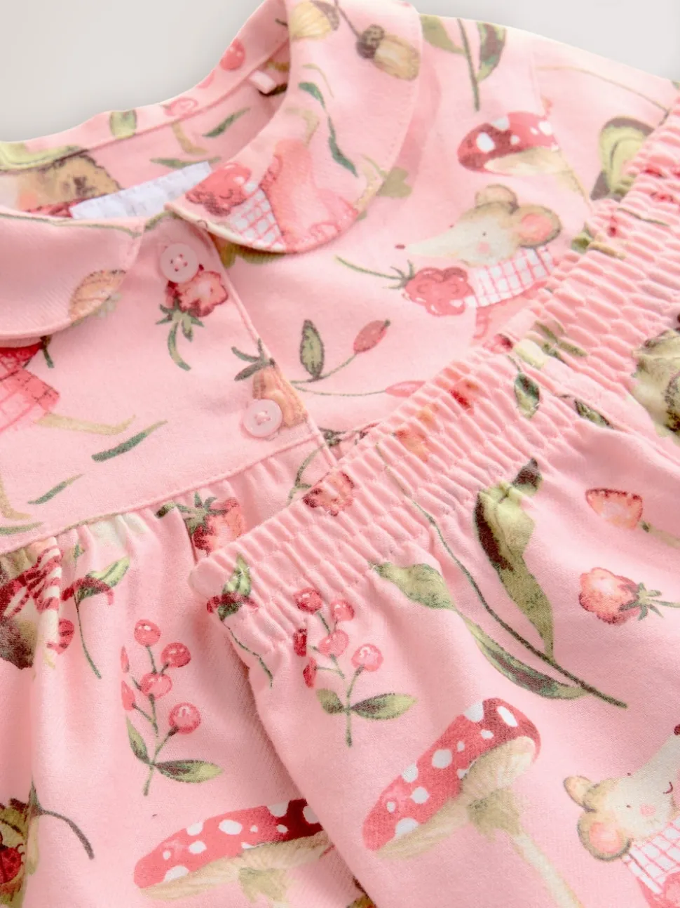 Imprimé souris rose - Pyjama Bouton à travers tissé (9mths-10yrs)