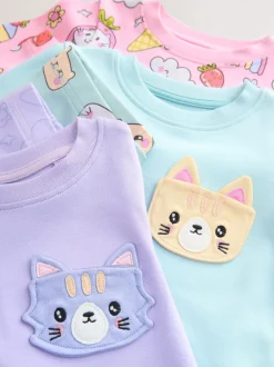 Imprimé violet à chat - Lot de 3 pyjamas Snuggle (9mois-10ans)