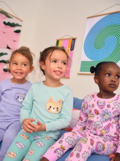Imprimé violet à chat - Lot de 3 pyjamas Snuggle (9mois-10ans)
