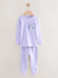 Imprimé violet à chat - Lot de 3 pyjamas Snuggle (9mois-10ans)
