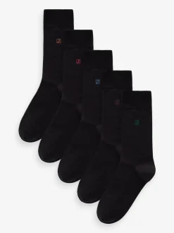 Inital - Chaussettes fraîches et durables brodées Noir 5 Pack