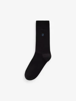 Inital - Chaussettes fraîches et durables brodées Noir 5 Pack