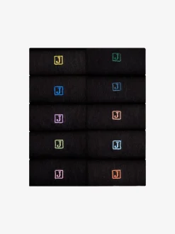 Initiales Noir - Chaussettes brodées Lasting Fresh 10 Lot