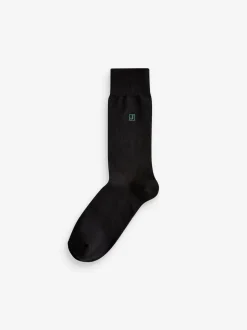 Initiales Noir - Chaussettes brodées Lasting Fresh 10 Lot