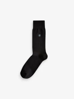 Initiales Noir - Chaussettes brodées Lasting Fresh 10 Lot